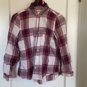 Old Navy Burgundy Red and Coral Pink Flannel